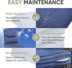 Outdoor Chair Cushion Set of 3, Waterproof Outdoor Seat Cushions 25x22, Patio Chair Cushions for Outdoor Furniture, Couch Cushion Replacement, Include 3 Back & 3 Seat Cushions, Smile/Blue