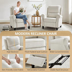 Recliner Chair for Living Room, Modern Reclining Sofa Home Theater Seating with Upholstered Push Back, Mid-Century Reclining Armchair with Lumbar Support, Bedroom, Reading Nook, Office, Set of 2
