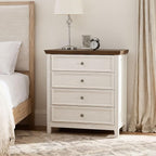 BLANKSPACE Dresser for Bedroom, 4 Drawer Dresser, Modern 4 Chest of Drawers, Farmhouse Storage Cabinet with 4 Drawers for Home Office, Dining Room, Antique White