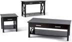 SIMPLIHOME Kitchener Console Table - 47 Inch Wide Solid Wood Sofa Table in Hickory Brown, Contemporary Storage Table for Entryway or Living Room with 2 Drawers, Bottom Shelf, and X-Design Side Panels