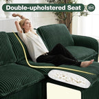 110'' Boneless Modular Cloud Couch for Living Room, Comfy Cloud Modular Sectional Couch with Ottoman, Convertible L Shaped Couches for Apartment, Dorm, No Assembly Required, Green Corduroy