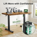 Marsail 55 x 30 Electric Standing Desk with One-Piece Desktop, Sit Stand Desk with Thickened Tabletop, Height Adjustable Stand Up Desk with Cable Management for Home Office(Frame+Desktop, 2 Packages)