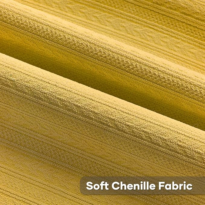 FUTEI Mustard Yellow Decorative Throw Pillow Covers 18x18 Inch Set of 2,Soft Cozy Wheat Ear Striped Patterns Cushion Cases,Modern Home Decor for Couch Bed Living Room