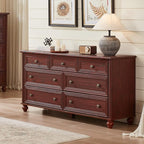 7 Drawers Dresser for Bedroom, Farmhouse 54" Wide Wood Dressers Chest of Drawers, Vintage Design TV Stand, Rustic Storage Dresser Organizer with Metal Handle Closet for Living Room, Hallway