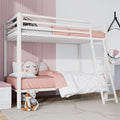 SHA CERLIN Loft Bunk Bed Twin Over Twin Size with Ladder and Guardrail,Heavy Duty Metal Slats Support No Box Spring Needed Small Space Saving Furniture for Bedroom Dorm,White