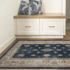 RUGGABLE Washable Vintage Area Rug – Verena Sapphire 3x5, Stain-Resistant, Non-Slip – Small Machine Washable Rugs for Living Room, Bedroom, Hallway, Entryway & Office–with Cushioned Pad