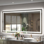 60x30 Inch LED Bathroom Mirror for Wall, Illuminated Vanity Mirror with Lights, Dimmable, Anti-Fog, Shatter-Proof, ETL Listed (Backlit and Front Lighted)