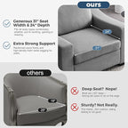 ABCASA 47" W Oversized Accent Chair Set of 2, Comfy Upholstered Sofa Chair with Large Seat and Wide Armrest, Pet-Friendly Modern Lounge Armchair for Living Room/Apartment/Bedroom, Premium Linen, Grey