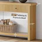 Tribesigns 70.9 inch Console Table with 3 Drawers, Extra Long Entryway Table, Wood Sofa Table Oak Furniture with Open Storage Shelves Wooden Couch Table Foyer Tables for Living Room Hallway Entrance