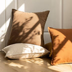 Foindtower Pack of 2, Decorative Linen Soild Throw Pillow Covers Soft Accent Cushion Case Boho Farmhouse Neutral Pillowcase for Chair Couch Sofa Bedroom Living Room Home Decor 18 x 18 Inch Light Brown