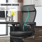 Okeysen High Back Ergonomic Mesh Office Chair, Adjustable Swivel Computer Desk Chair with Padded Seat, Armrests, and S-Shaped Lumbar Support for Home Office