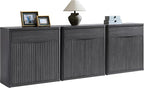 SICOTAS Buffet Cabinet with Storage - Accent Fluted Storage Cabinet with 6 Doors & 3 Drawers Sideboard Credenza Buffet Table Console Cabinets for Living Room Kitchen Dining Room Entryway Office