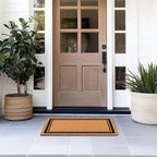 Barnyard Designs Natural Coco Coir Heavy Duty Backing Doormat - Large Cute Non-Slip Front Door Welcome Mat for Outside Entrance or Porch Entry, Brown (17x30, Border)