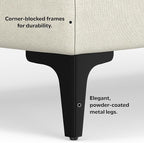 SIMPLIHOME Ava Large Rectangular Ottoman in 100% Recycled Polyester Tightly Woven Performance Fabric, Cream, 48-inches Wide, Multipurpose Table or Footrest Ottoman, Assembled, For Living Room