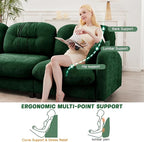 107" L Shaped Sofa for Living Room, Comfy Chenille Fabric Cloud Sectional Couch, Modern Upholstered Deep Seat Sofa with Pillow and Movable Ottoman, Oversized 3 Seater Sectional Sofa, Green