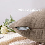 GAWAMAY Decorative Square Throw Pillow Covers 18"x18" Inch Set of 2, Super Soft Chenille Pillows Farmhouse Fall Pillowcase for Living Room Bedroom Sofa Couch Cushion Cover Taupe Grey 45x45cm