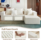Cloud Couch Sectional, 101 Inch Modular Sectional Sofa with Deep Seat, Compressed Memory Foam Sofa in a Box, Beige Corduroy Boneless Couches for Living Room, No Assembly Required