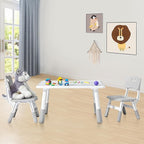 Adjustable Kids Table Chairs Set – Graffiti Desktop, Multi-Activity Height-Adjustable Toddler Study Desk for Ages 3-8 – Ideal for Home, Classroom, Daycare (B-Gray, 2 Chairs-31.5" L x 23.6" W)