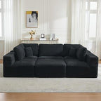 Cloud Modular Sectional Sleeper Sofa,U-Shape Modern Boneless Sectional Couch with Deep Seat,Upholstered Couches for Living Room Bedroom,No Assembly Required,Black