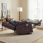MCombo Large Dual Motor Power Lift Recliner Chair for Elderly, Massage and Heat, Lay Flat, Zero Gravity, Home Button, USB Port, Faux Leather 7680 (Dark Brown, Large)