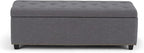 SIMPLIHOME Hamilton 48 inch Wide Transitional Rectangle Storage Ottoman in Slate Grey Linen Look Fabric, Assembled, For the Living Room, Entryway and Family Room