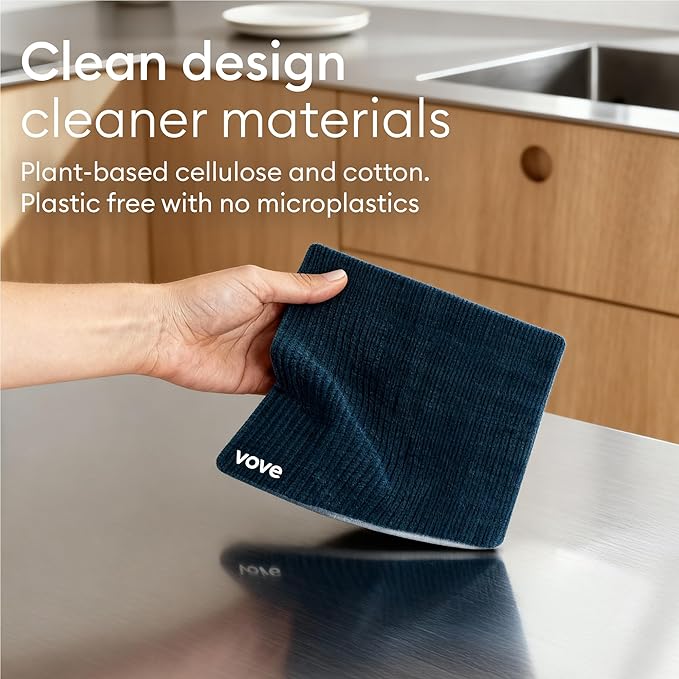 Vove Swedish Dishcloths 5-Pack, Nordic Nature - FSC Certified Cellulose & Cotton, Oeko-TEX Standard 100, Reusable Washable Kitchen Cleaning Cloths, Eco Friendly Floral Design