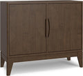 SIMPLIHOME Harper Buffet - 38 inch Wide Solid Hardwood 2-Door Sideboard Buffet in Walnut Brown, Mid-Century Modern Cabinet for Dining Room or Kitchen with Adjustable Shelves and Tapered Legs