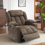 Large Power Lift Recliner Chair with Massage and Heat, Durable Heavy Duty Steel Mechanism Chenille Fabric High-Density Sponge, USB & Type-C Port Standing Assistance Brown Reclining Chair