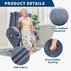 Large Power Lift Recliner Chair for Elderly Overstuffed Wide Electric Lift Chair with Heat and Massage for Big and Tall Adults Reclining Sofa Chair with 2 Cup Holders, Side Pocket, USB Port, Blue