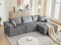 107" Cloud Sectional Couch, Modular Sectional Sofa with L-Shape Chaise, Corduroy Boneless Couch with Deep Seat, Upholstered Sofa for Living Room, No Assembly Required(Right-Facing Chaise, Dark Grey)