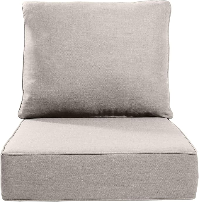 Luxury 24x24x6 Inch Outdoor Chair Cushions - Water&UV&Fade Resistant 1 Set Zippered Patio Back&Seat Cushion for Rattan Dining Rocking Swivel Chairs Loveseat Couch Sectional Sofa - Beige