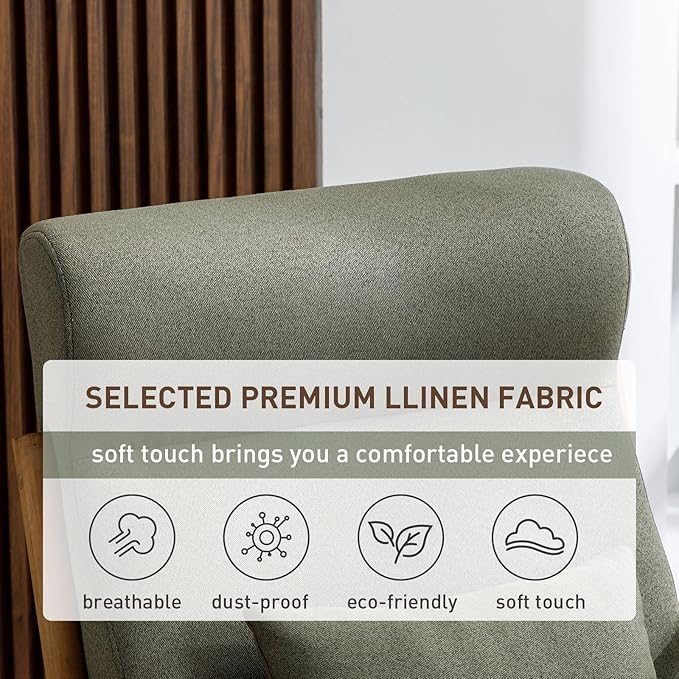 ANJHOME Mid Century Modern High Back Accent Chairs Set of 2, Single Lounge Armchair with Solid Wood Frame, Comfy Reading Chair for Living Room, Easy Assembly