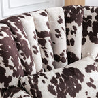 Accent Reading Arm Chairs Set of 2 for Living Room Bedroom, Midcentury Modern Comfy Corner Sofa Chair, Wingback Waiting Room Club Chair with Button Tufted Back &Lumbar Pillow, Fabric Cow
