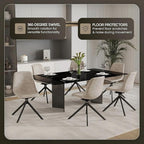 LeisureMod Markley Swivel Leather Dining Side Chair with Durable Iron Legs – Comfortable Accent Chair for Kitchen, Dining Room, or Office Set of 4