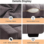 RISAR 71.25" Modern Loveseat Sofa for Living Room, Chenille Couch with Removable Cover & Spring Cushions, Solid Wood Frame, Easy Assembly for Small Spaces (Dark Gray)