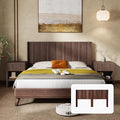 KEIKI Wooden King Size Headboard Only, 80.2" Wide Farmhouse Headboards with Wall Mounted Fluted Panel & Wingback for Bedroom, Walnut Brown
