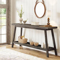 Tribesigns Farmhouse Console Entryway Table: 70.9 Inches Extra Long Console Table for Entryway, 2-Tier Narrow Wood Foyer Sofa Couch Table for Hallway, Entrance, Living Room, Dark Brown