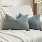 FUTEI Dark Grey Chenille Decorative Throw Pillow Covers 12x20 Inch Set of 2,Soft Cozy Striped Geometric Patterns Lumbar Pillow Cases,Modern Home Decor for Couch Bed Living Room