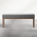 SIMPLIHOME Milltown Large Ottoman Bench - 44 inch Wide Upholstered Solid Wood Rectangular Ottoman Bench in Parisian Grey, Contemporary Entryway or Bedroom Bench with Cushioned Seat and Narrow Profile