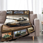 Tank Throw Blanket - Gifts for Military Fans, Soft Warm Cozy Fleece for Boys, Men, Girls, Women, Kids, Adults - Sofa, Couch, Bed Cover 60"x50"