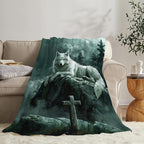 Wolf Christian Throw Blanket - Gifts and Decor for Women Men Adults - Soft Warm Cozy Fleece for Couch Sofa Bed 50"x40"