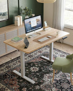 FEZIBO One-Piece Standing Desk Adjustable Height Stand up Home Office Desk, 32x20 Inch Electric Standing Computer Desk, with 4 Memory Presets, Headphone Hook, Maple