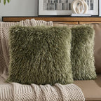 FUTEI Olive Green Decorative Throw Pillow Covers 18x18 Inch Set of 2,Soft Cozy Faux Fine Wool Textured Cushion Case,Modern Home Luxury Decor for Couch Bed Living Room