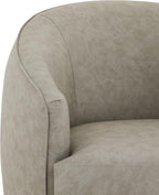 CHITA Swivel Barrel Chair, Modern Comfy FSC Certified Upholstered Faux Leather Accent Chair for Living Room, Fully Assembled, Stone Grey