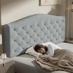 King Headboard Only, Modern Button-Tufted Upholstered Headboard King Size with 4" Thickened High-Density Sponge, Luxury Chenille Fabric, Adjustable Height, Easy Assembly, Grey