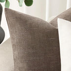 Foindtower Pack of 2 Soft Textured Chenille Throw Decorative Pillow Covers Square Accent Solid Cushion Cover Cozy Farmhouse Pillow Case with Zipper for Couch Sofa Bedroom Living Room 16x16 Inch, Taupe