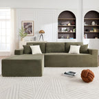 108" Boneless Couches for Living Room, Modular Sectional Sofa with Oversized Chaise, L-Shape Cloud Couch with Deep Seat, High-Density Memory Foam, No Assembly Required, Plush Corduroy Green