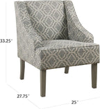 Homepop Home Decor | Upholstered Classic Swoop Arm Accent Chair | Accent Chairs for Living Room & Bedroom | Decorative Home Furniture, Ash Geometric