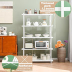 HCHQHS Bookshelf, 5-Tier Industrial Bookcase, White Open Book Shelf, Freestanding Tall Bookshelves with Metal Frame