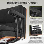 Criss Cross Chair with Armrests & Wheels, Linen Fabric Adjustable Swivel Walnut Task Chair with Wide Seat, Ergonomic Mid Back Computer Office Desk Chairs for Meeting Room, Home